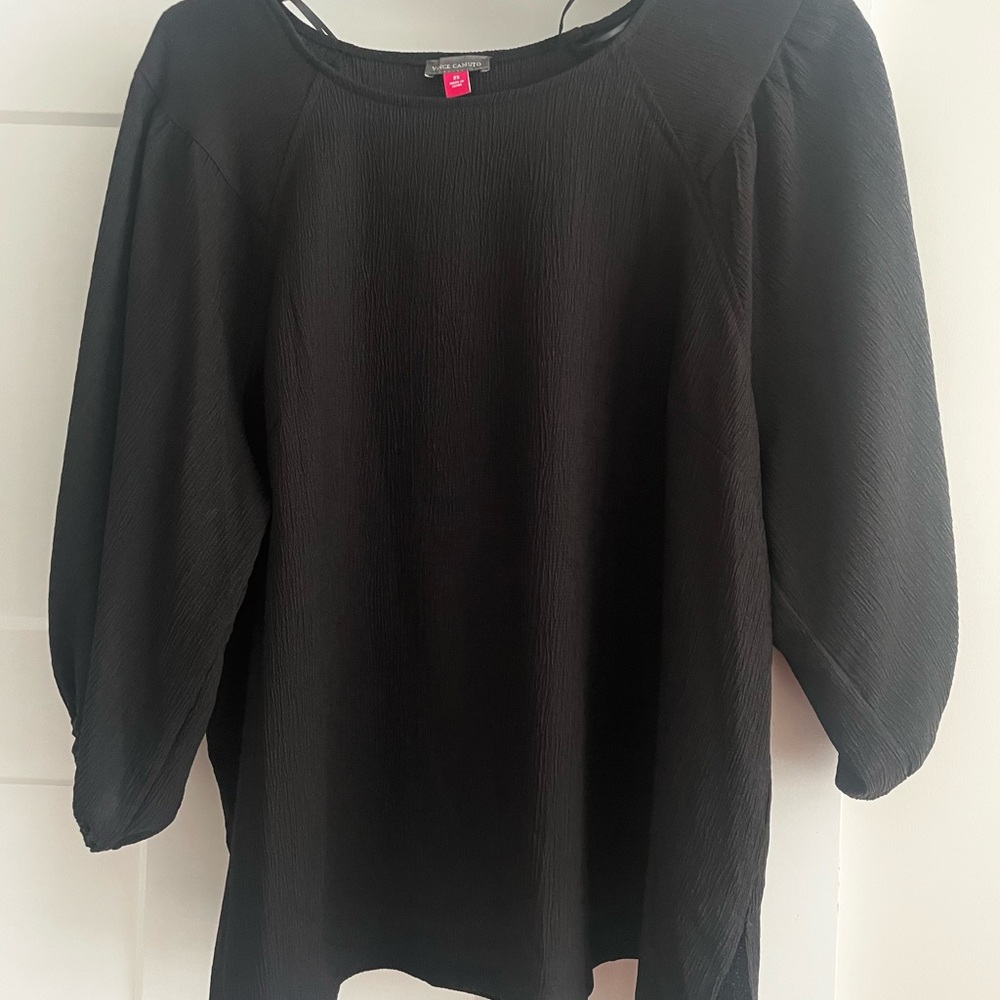 Vince Camuto Black Textured Blouse